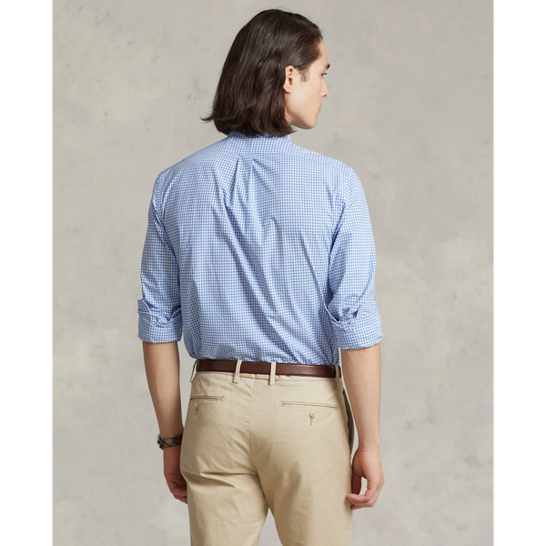 Blue/White Check Custom Fit Checked Stretch Poplin Shirt Polo Ralph Lauren 5