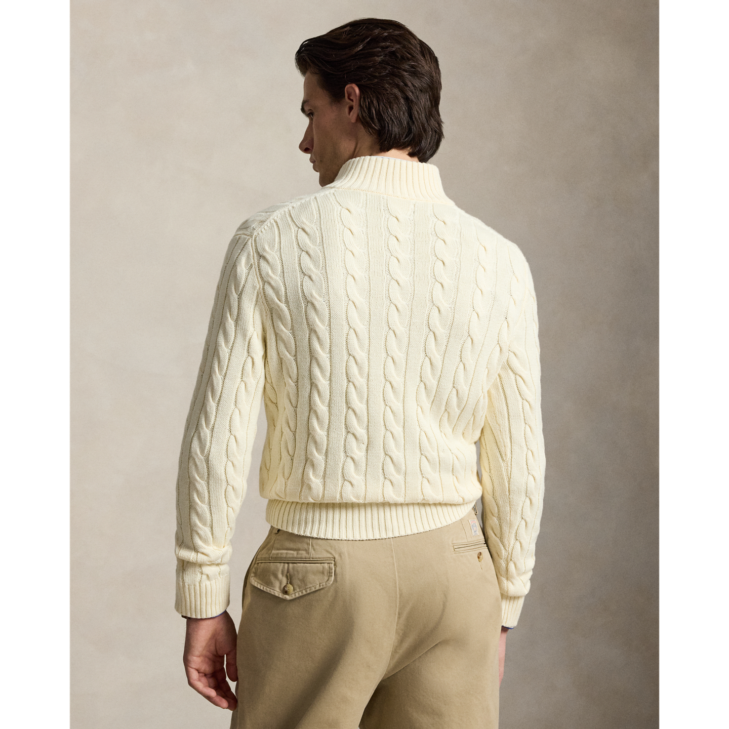 Свитер Ralph Lauren Cable-Knit Cotton Quarter-Zip, цвет: Кремовый — фото 2