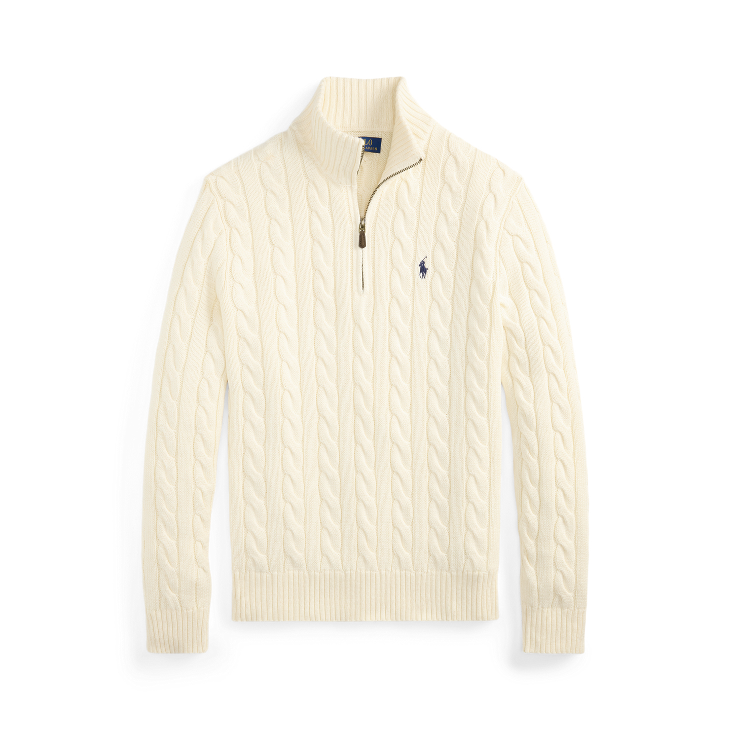Свитер Ralph Lauren Cable-Knit Cotton Quarter-Zip, цвет: Кремовый — фото 4