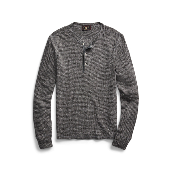 Waffle-Knit Henley Shirt