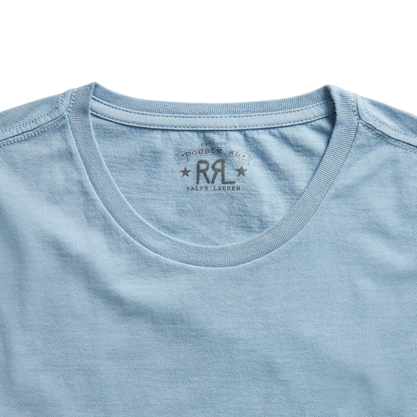 Blue Garment-Dyed Crewneck T-Shirt RRL 3