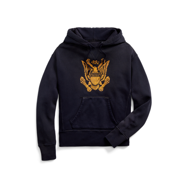 RRL Logo Fleece Hoodie Faded Black/S（Fleece Graphic Hoodie） 