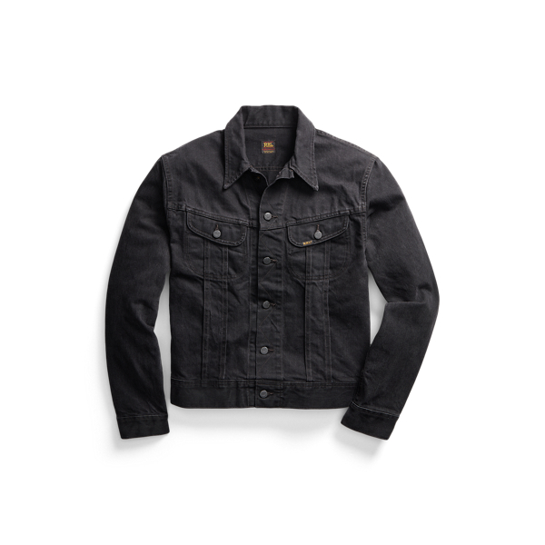 Worn In Black Denim Trucker Jacket for Men Ralph Lauren PT