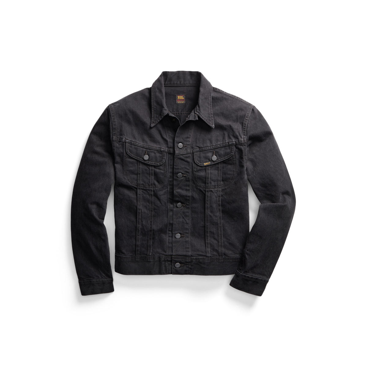 Worn In Black Denim Trucker Jacket Ralph Lauren