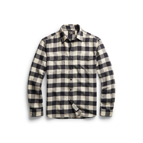 Black/Cream Buffalo Check Twill Workshirt RRL 1