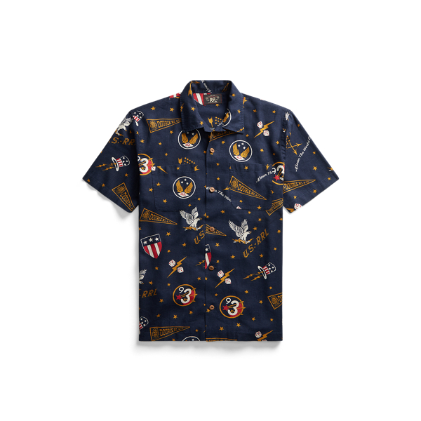 Camisa de mezcla de lino con logotipo RRL en 1
