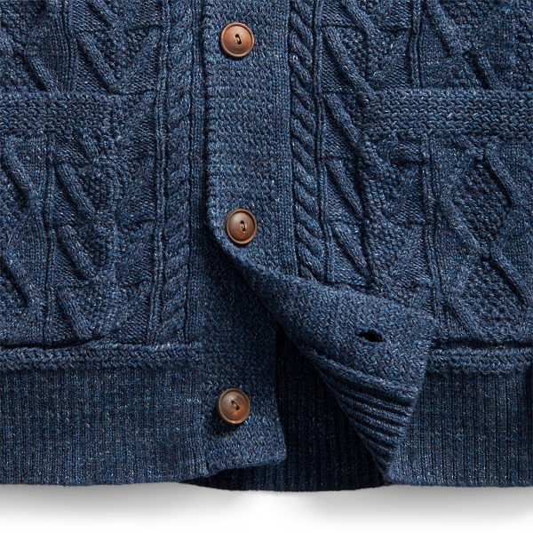 Aran-Knit Cotton Cardigan