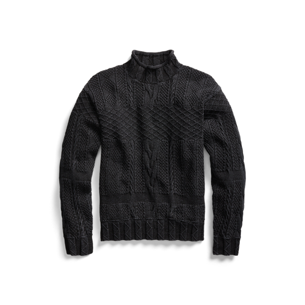 い*J様 RRL INDIGO BOARDER BOATNECK KNIT indigo jacquard-knit crewneck | rrl | made in philipines