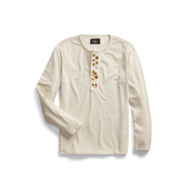Embroidered Jersey Henley Shirt RRL 1