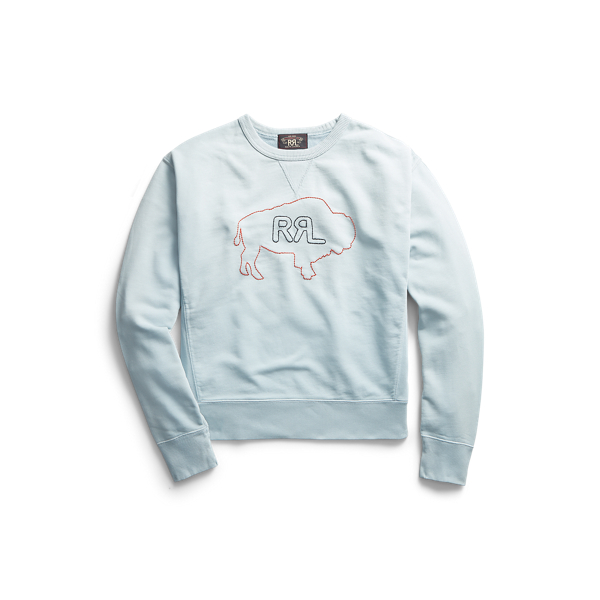 Sweatshirt em tecido terry franc&ecirc;s com bordado RRL em 1