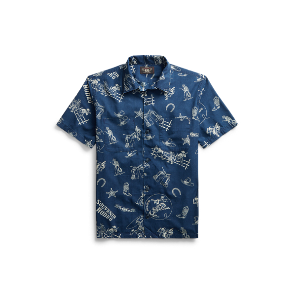 Camisa com padr&atilde;o &iacute;ndigo RRL em 1