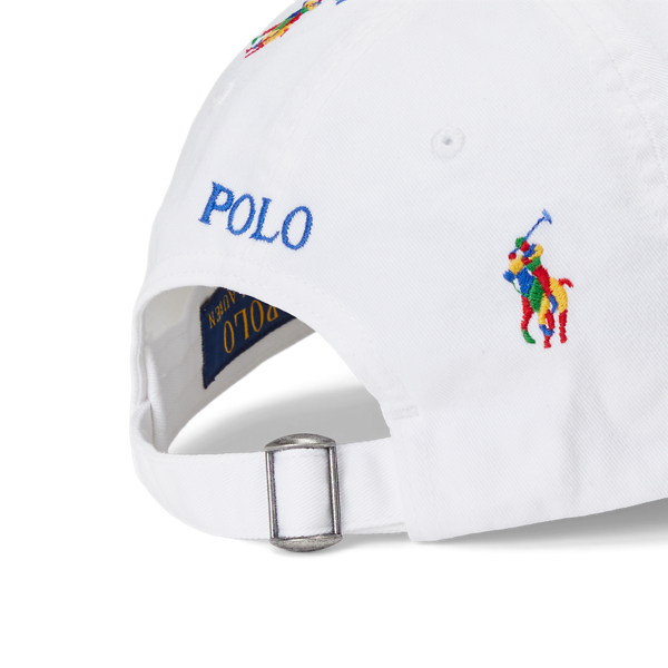 Ceramic White/Multi Allover Pony Chino Ball Cap Polo Ralph Lauren 3