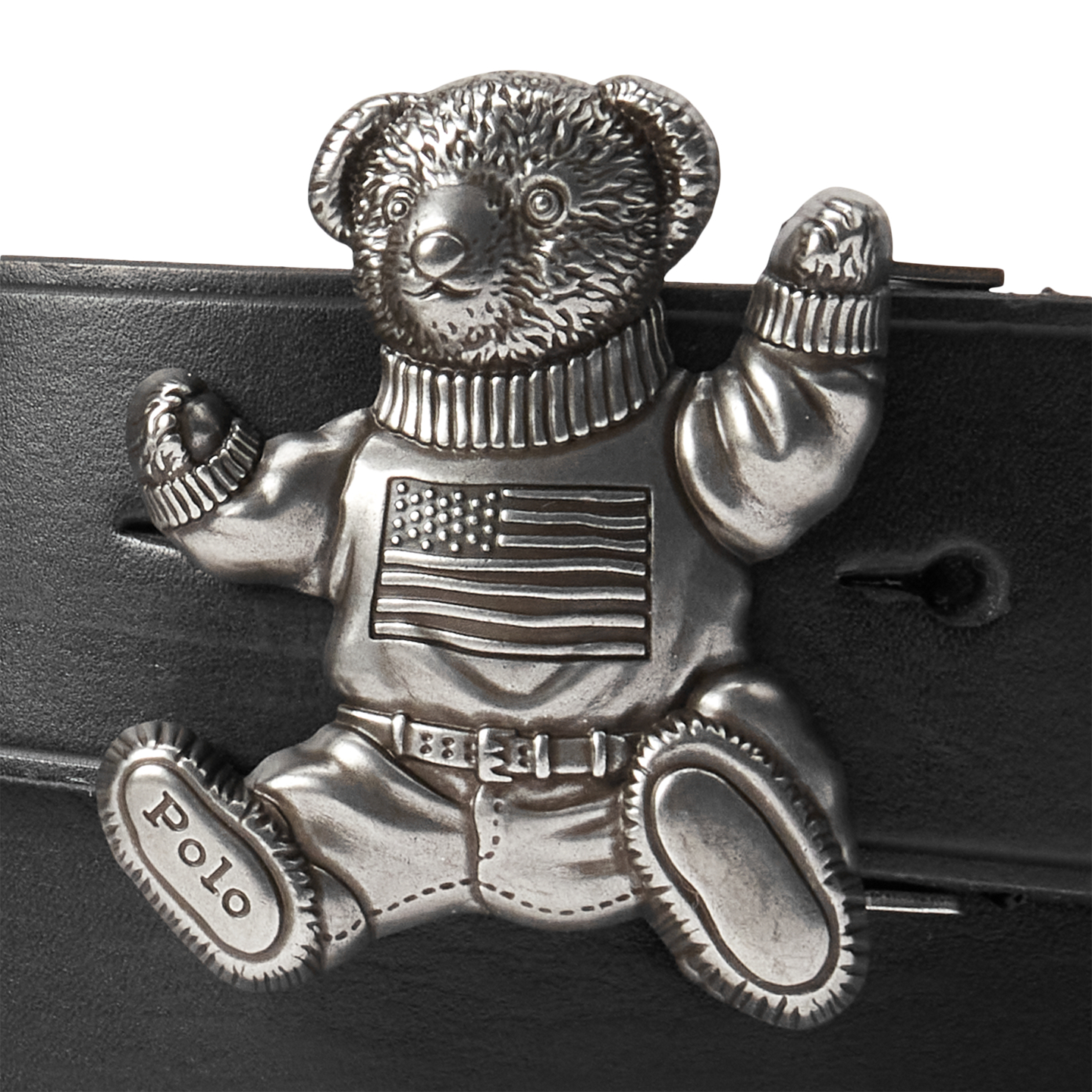 Мужской ремень Ralph Lauren Polo Bear Leather, цвет: Чёрный — фото 1