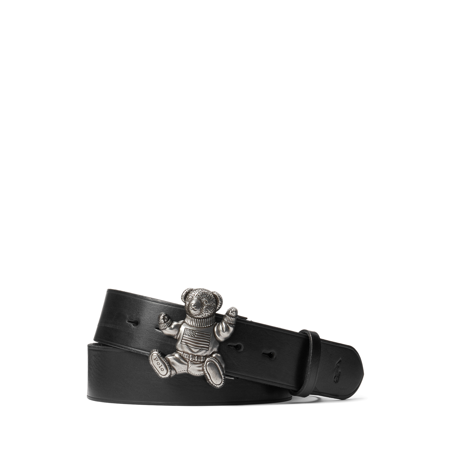Мужской ремень Ralph Lauren Polo Bear Leather, цвет: Чёрный — фото 2