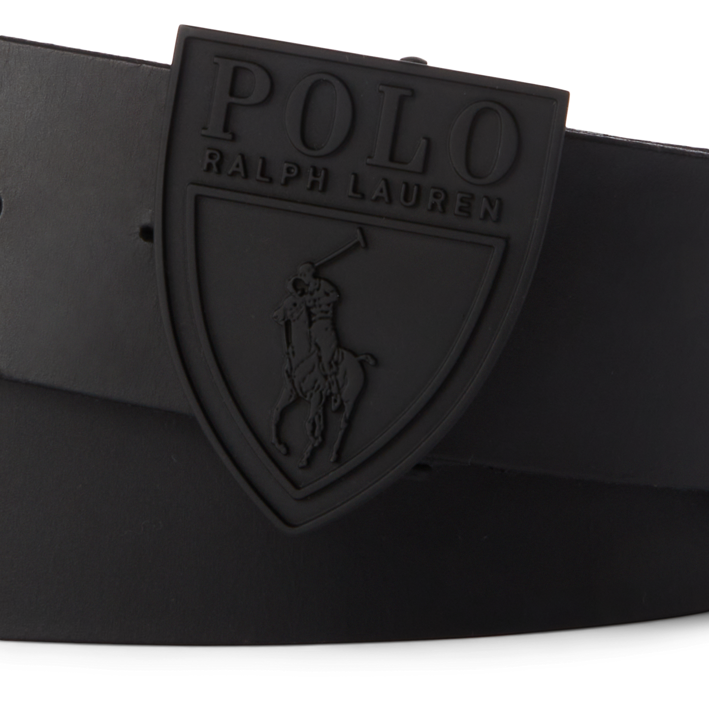Мужской ремень Ralph Lauren Shield-Buckle Leather, цвет: Чёрный — фото 1