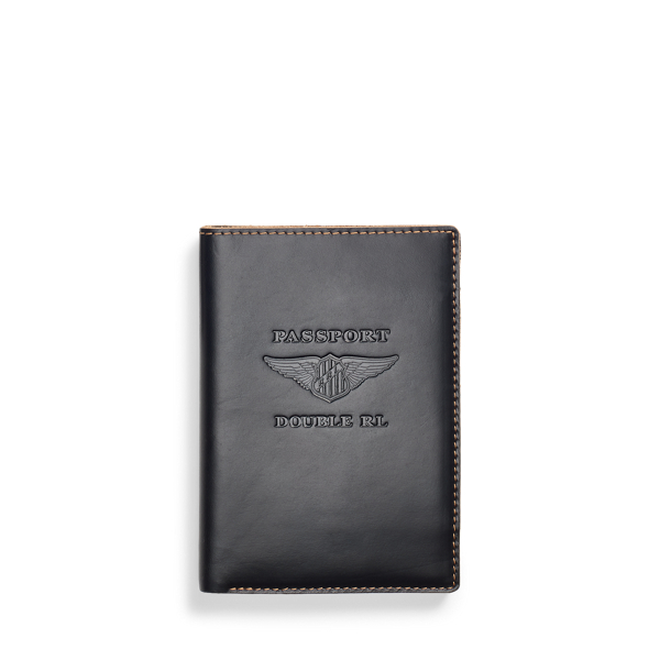 Black Over Brown Leather Passport Holder RRL 1