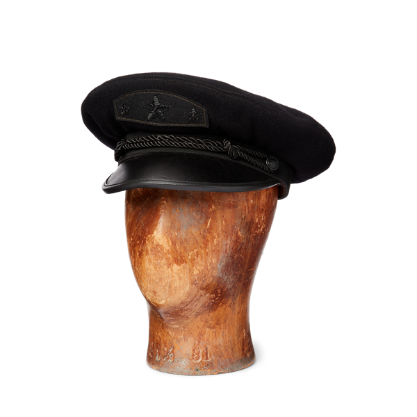 Leather-Trim Felt Motorcycle Cap RRL em 1