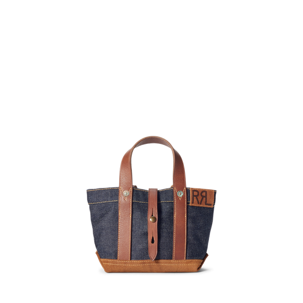 Mini Leather-Trim Denim Tote