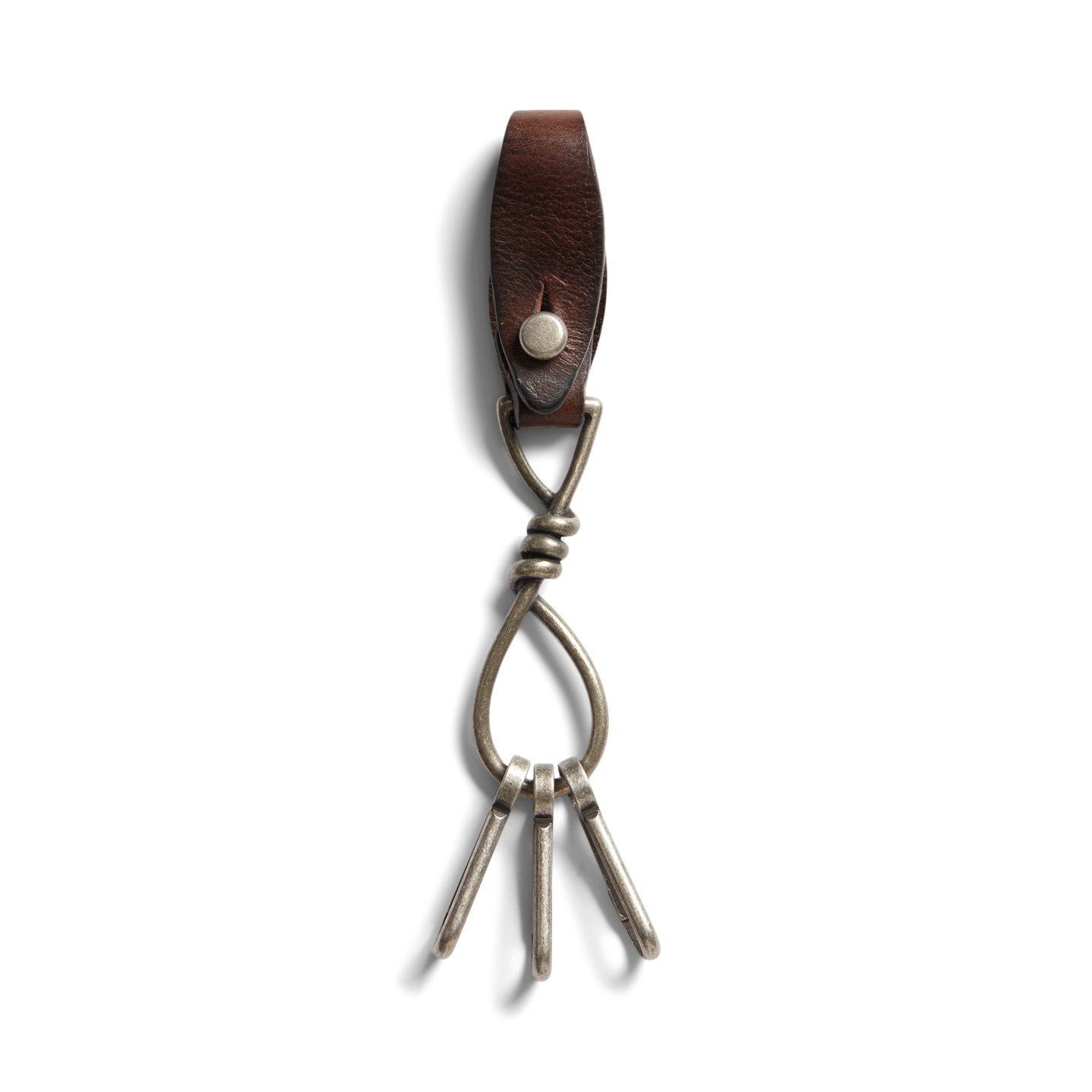 Мужской брелок Ralph Lauren Leather Key Fob, цвет: Тёмный коричневый — фото 1