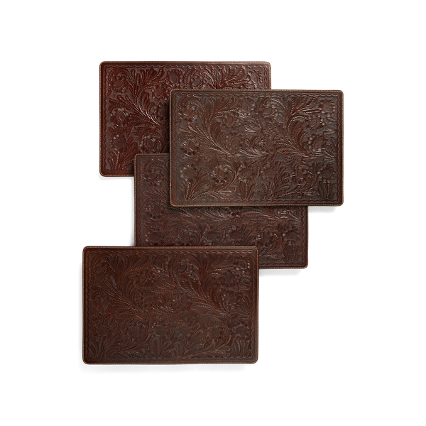 Hand-Tooled Leather Placemat Set