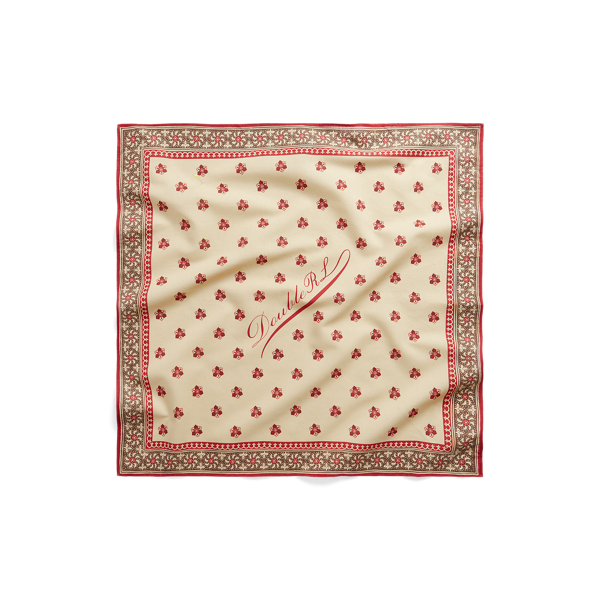 Turkey Red/Cream/Brown Bandana Napkin and Ring Set RRL 3