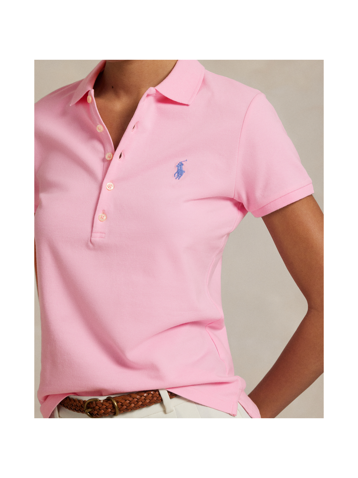 Женские рубашки Ralph Lauren Slim Fit Stretch Polo Shirt — фото 3