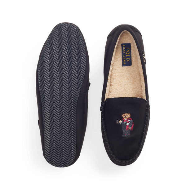 Black Dezi Polo Bear Microsuede Slipper Polo Ralph Lauren 4
