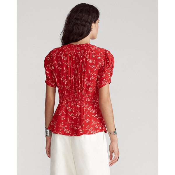 Tender Red Floral Floral Crepe Blouse Polo Ralph Lauren 4
