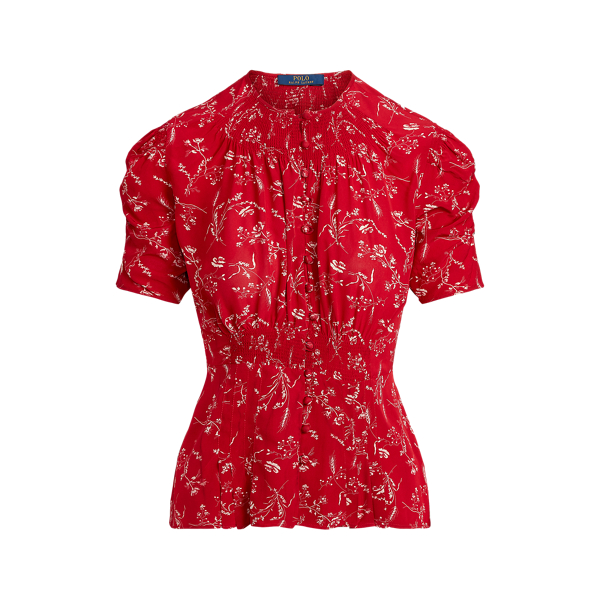 Tender Red Floral Floral Crepe Blouse Polo Ralph Lauren 2