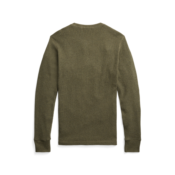 Service Green Heather Waffle-Knit Cotton Crewneck Polo Ralph Lauren 2
