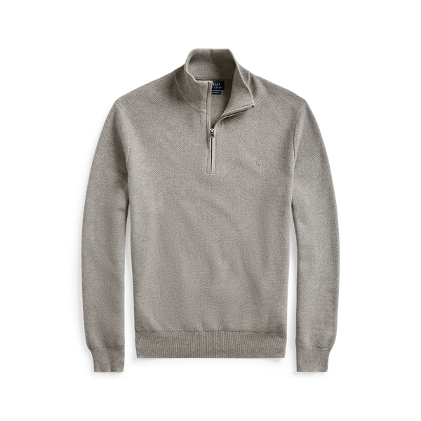 Fawn Grey Heather Cotton Polo-Collar Jumper Polo Ralph Lauren 2