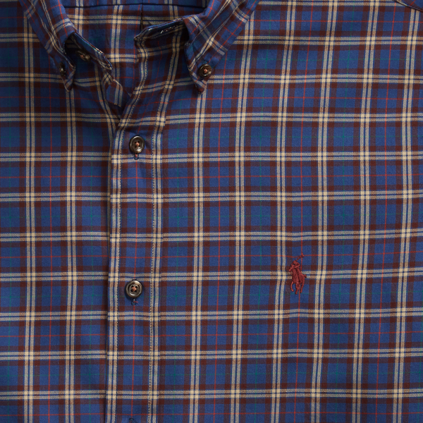 Blue/Tan Multi Custom Fit Plaid Twill Shirt Polo Ralph Lauren 6
