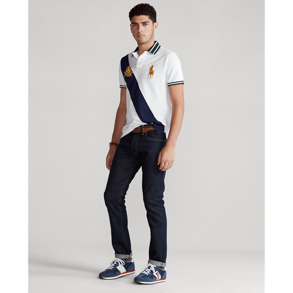 Classic Oxford White Mult Custom Slim Fit Big Pony Mesh Polo Shirt Polo Ralph Lauren 3
