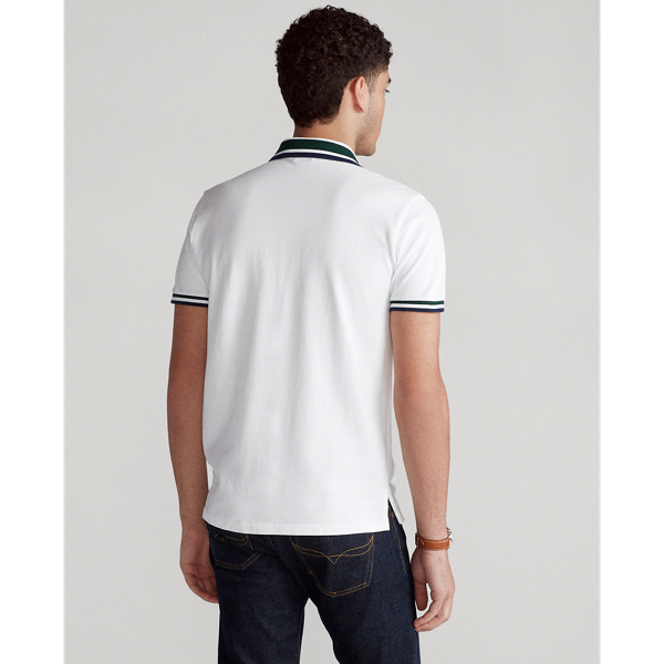 Classic Oxford White Mult Custom Slim Fit Big Pony Mesh Polo Shirt Polo Ralph Lauren 4