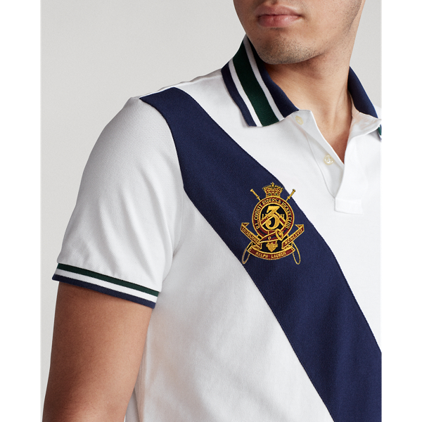 Classic Oxford White Mult Custom Slim Fit Big Pony Mesh Polo Shirt Polo Ralph Lauren 5