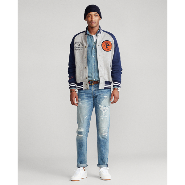 Bronx Heather W/Cruise Na Fleece Letterman Jacket Polo Ralph Lauren 3