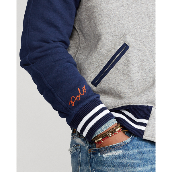 Bronx Heather W/Cruise Na Fleece Letterman Jacket Polo Ralph Lauren 5