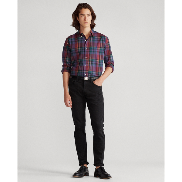 4929 Burgundy/Multi Custom Fit Plaid Twill Shirt Polo Ralph Lauren 4