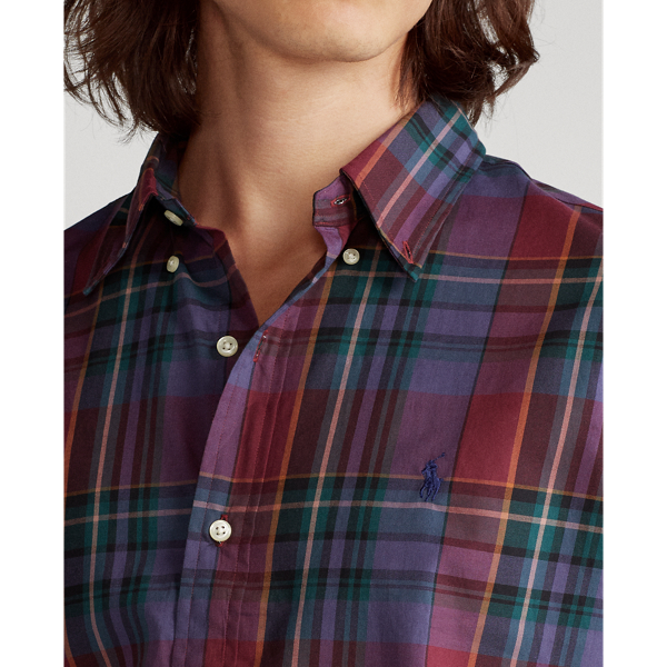4929 Burgundy/Multi Custom Fit Plaid Twill Shirt Polo Ralph Lauren 6