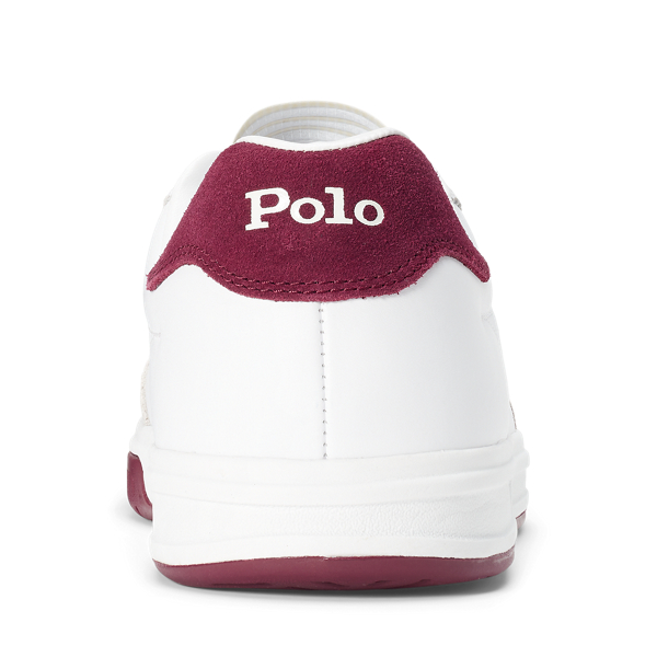 White/Classic Wine Court Leather-Suede Trainer Polo Sport 3