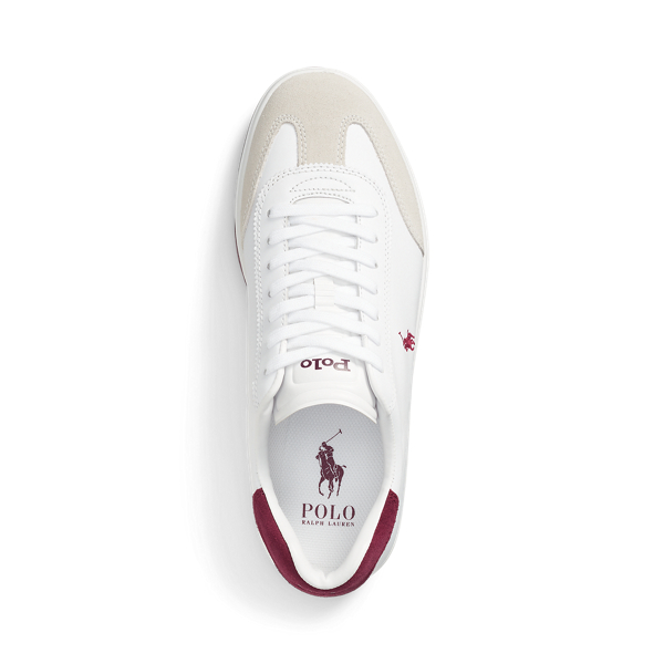 White/Classic Wine Court Leather-Suede Trainer Polo Sport 4