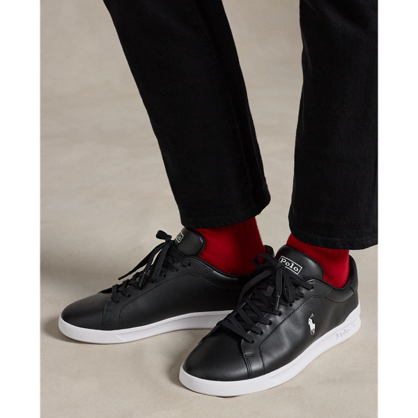 Black/White Heritage Court II Nappa Leather Sneaker Polo Ralph Lauren 5