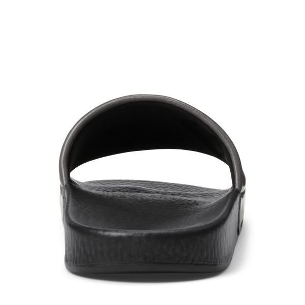 Black/Black Signature Pony Leather Slide Polo Ralph Lauren 3