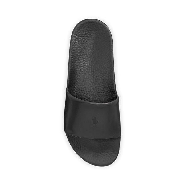 Black/Black Signature Pony Leather Slide Polo Ralph Lauren 4