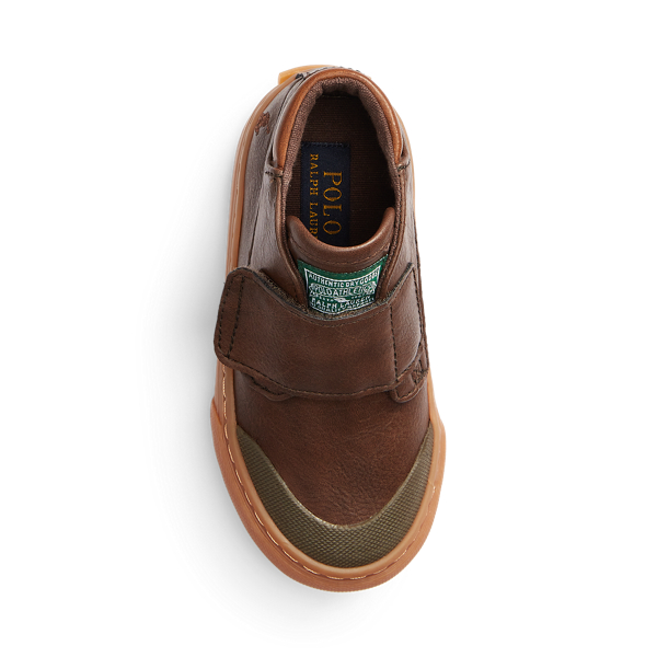 Chocolate Burnished Wyse Faux-Leather EZ Sneaker Toddler 4