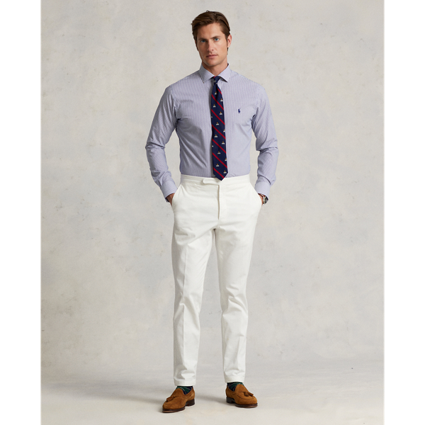 Gestreiftes Custom-Fit Hemd aus Rati&egrave;re Polo Ralph Lauren in Navy/Wei&szlig; 4