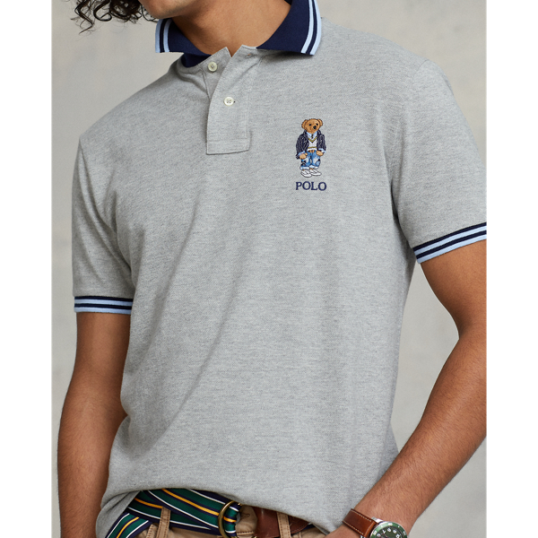 Custom-Slim-Fit Poloshirt mit Polo Bear Polo Ralph Lauren in Sp22 Andover Htr Heritage 5