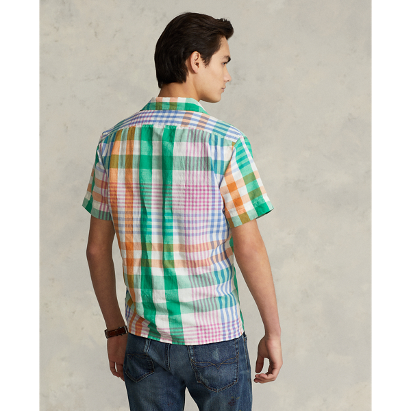 Chemise classique &eacute;cossaise lin et coton Polo Ralph Lauren en Vert/Rose multi 5