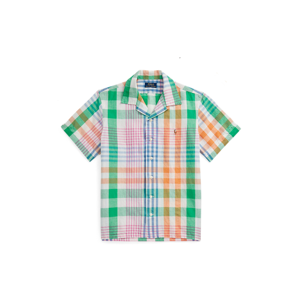 Chemise classique &eacute;cossaise lin et coton Polo Ralph Lauren en Vert/Rose multi 2
