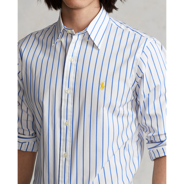 Harbour Island Blue/ Custom Fit Striped Stretch Poplin Shirt Polo Ralph Lauren 6